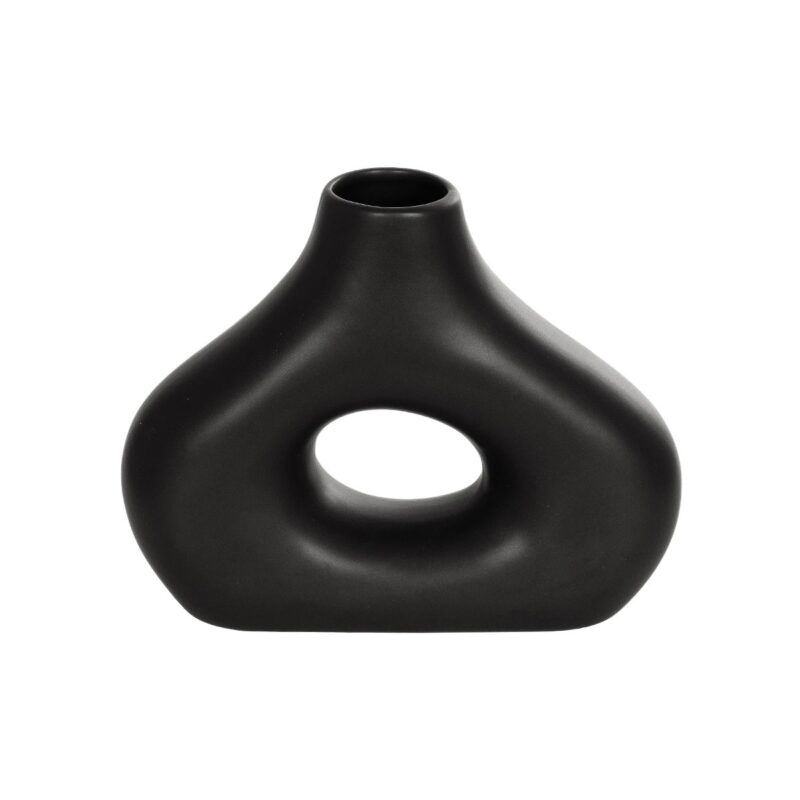 GloboStar® Artificial Garden HORIZON 21252 Διακοσμητικό Κεραμικό Βάζo Μαύρο Π18 x Μ6 x Υ15 cm