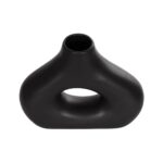 GloboStar® Artificial Garden HORIZON 21252 Διακοσμητικό Κεραμικό Βάζo Μαύρο Π18 x Μ6 x Υ15 cm