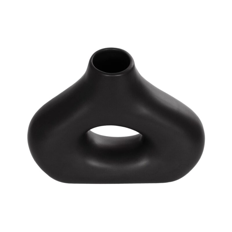 GloboStar® Artificial Garden HORIZON 21252 Διακοσμητικό Κεραμικό Βάζo Μαύρο Π18 x Μ6 x Υ15 cm