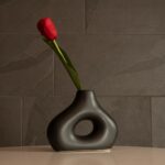 GloboStar® Artificial Garden HORIZON 21252 Διακοσμητικό Κεραμικό Βάζo Μαύρο Π18 x Μ6 x Υ15 cm