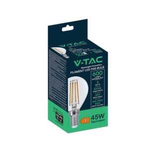 Λάμπα LED E14 G45 Filament 6W Θερμό Λευκό 3000K Διάφανο Γυαλί V-TAC – 212845