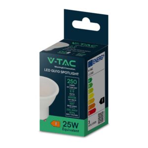 LED Λάμπα GU10 2.9W V-TAC 100° 250lm Φυσικό Λευκό 4000K – 212988