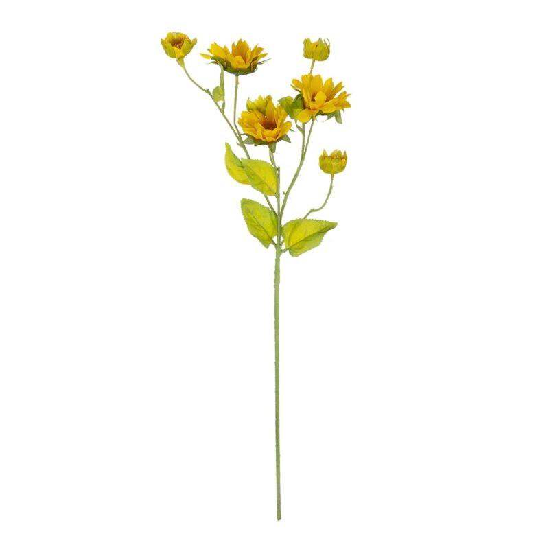 GloboStar® Artificial Garden YELLOW SUNFLOWER BRANCH 21379 Τεχνητό Διακοσμητικό Κλαδί Ηλιοτρόπιο Κίτρινο Y72cm