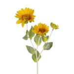 GloboStar® Artificial Garden YELLOW SUNFLOWER BRANCH 21384 Τεχνητό Διακοσμητικό Κλαδί Ηλιοτρόπιο Κίτρινο Y64cm