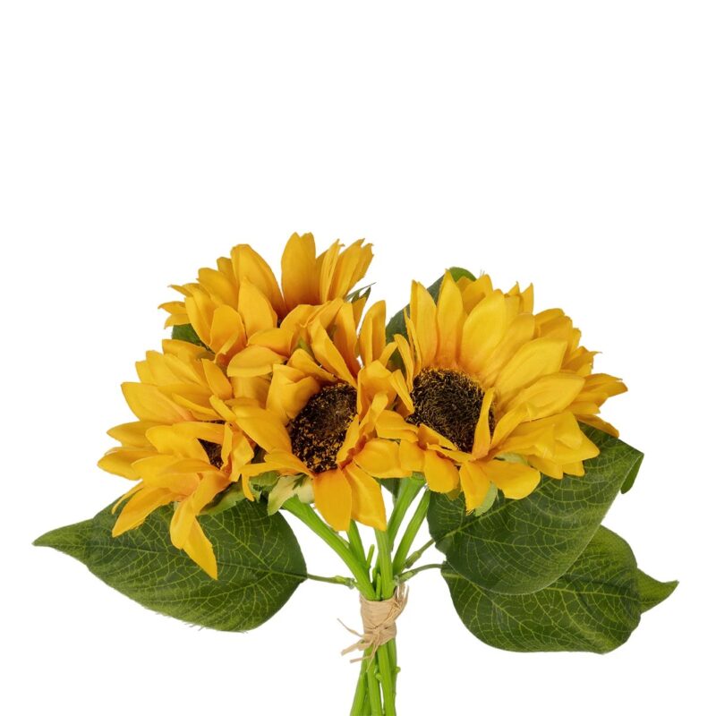 GloboStar® Artificial Garden YELLOW SUNFLOWER BRANCH 21385 Τεχνητό Διακοσμητικό Μπουκέτο Ηλιοτρόπιο Κίτρινο Y36cm