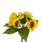 GloboStar® Artificial Garden YELLOW SUNFLOWER BRANCH 21386 Τεχνητό Διακοσμητικό Μπουκέτο Ηλιοτρόπιο Κίτρινο Y37cm