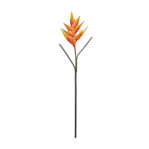 GloboStar® Artificial Garden ORANGE PEACOCK BRANCH 21397 Τεχνητό Διακοσμητικό Κλαδί Πορτοκαλί πουλί του παραδείσου Y85cm