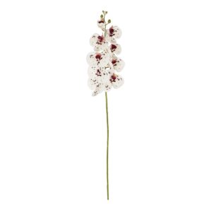 GloboStar® Artificial Garden WHITE ORCHID BRANCH 21406 Τεχνητό Διακοσμητικό Κλαδί Λευκή Ορχιδέα Y95cm