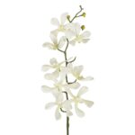 GloboStar® Artificial Garden WHITE VANDA ORCHID BRANCH 21409 Τεχνητό Διακοσμητικό Κλαδί Λευκή Ορχιδέα Y82cm