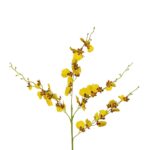 GloboStar® Artificial Garden YELLOW SPRING ORCHIDIUM BRANCH 21415 Τεχνητό Διακοσμητικό Κλαδί Κίτρινη Ορχιδέα Y76cm