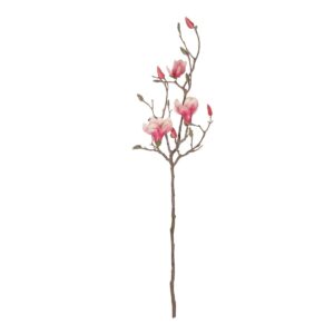 GloboStar® Artificial Garden WHITE – PINK MAGNOLIA 21416 Τεχνητό Διακοσμητικό Κλαδί Ροζ Μανόλια Μ30 x Π13 x Υ110cm