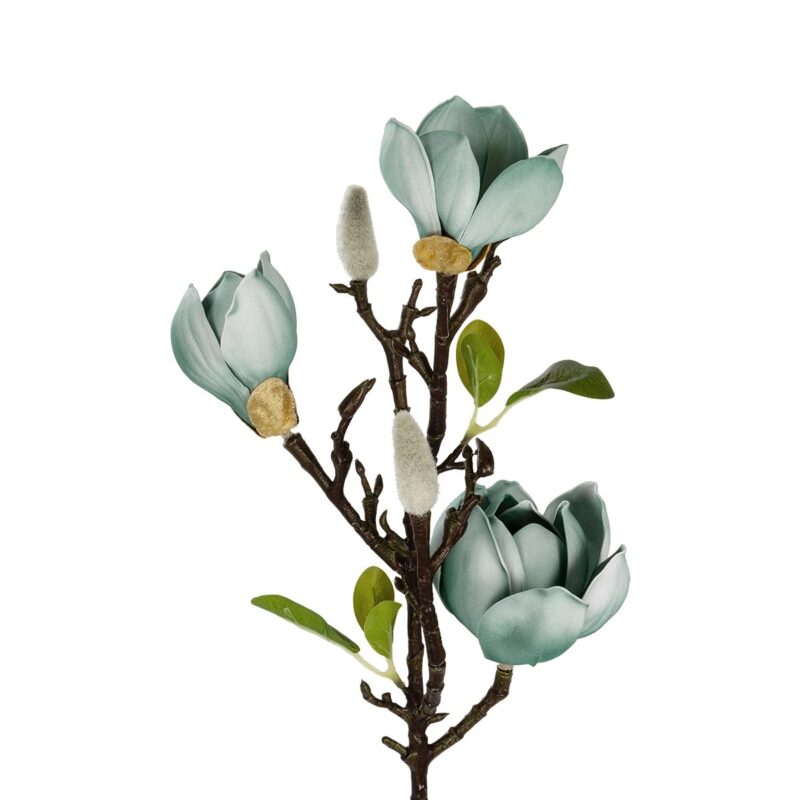 GloboStar® Artificial Garden BLUE MAGNOLIA BRANCH 21418 Τεχνητό Διακοσμητικό Κλαδί Μπλε Μανόλια Y72cm