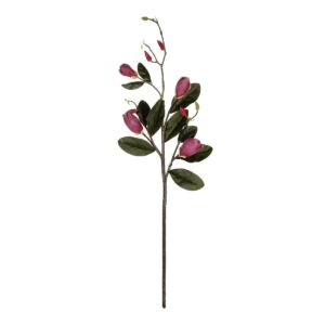 GloboStar® Artificial Garden DARK PING MAGNOLIA BRANCH 21421 Τεχνητό Διακοσμητικό Κλαδί Ροζ Μανόλια Y120cm