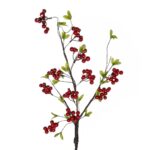 GloboStar® Artificial Garden RED HOLLY BERRIES FRUIT BRANCH 21430 Τεχνητό Διακοσμητικό Κλαδί Κόκκινο Γκί Y90cm