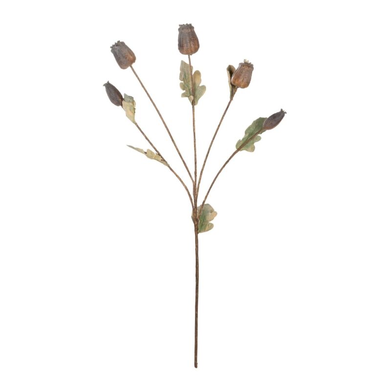 GloboStar® Artificial Garden POPPY FRUIT BRANCH 21432 Τεχνητό Διακοσμητικό Κλαδί Παπαρούνα Y62cm