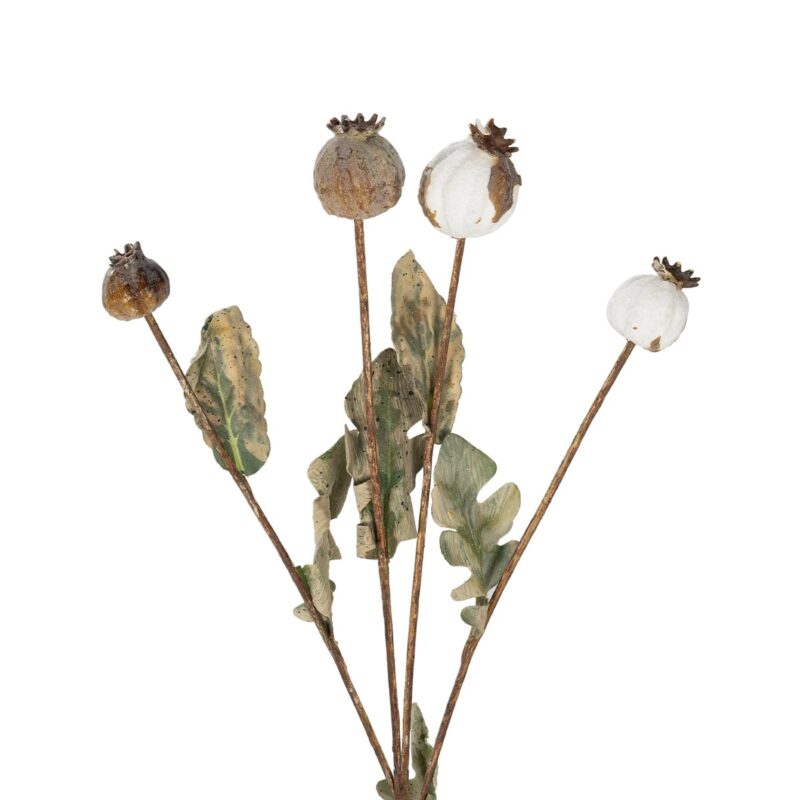 GloboStar® Artificial Garden POPPY FRUIT BRANCH 21433 Τεχνητό Διακοσμητικό Κλαδί Παπαρούνα Y60cm