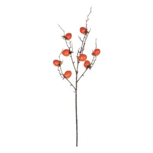 GloboStar® Artificial Garden ORANGE PERSIMMON FRUIT BRANCH 21438 Τεχνητό Διακοσμητικό Πορτοκαλί Κλαδί Λωτός Y83cm