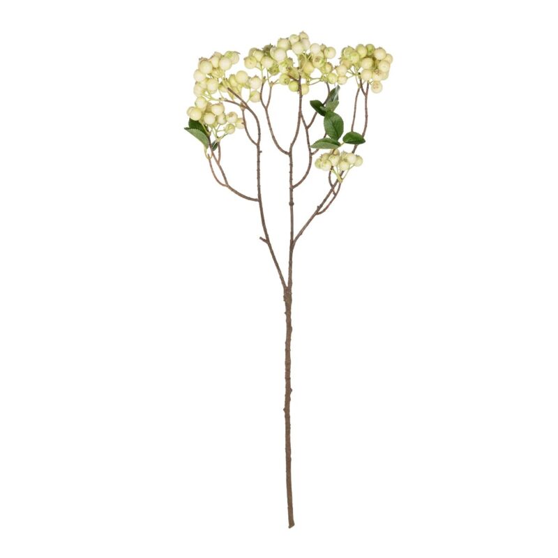 GloboStar® Artificial Garden WHITE BERRIES FRUIT BRANCH 21446 Τεχνητό Διακοσμητικό Κλαδί Λευκό Γκί Y71cm