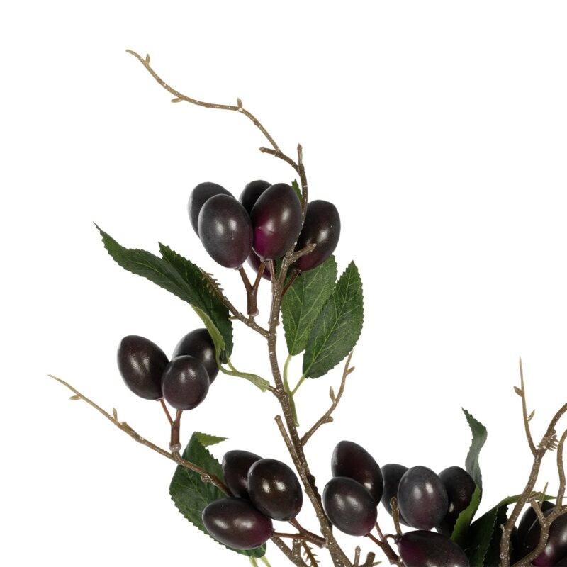 GloboStar® Artificial Garden OLIVE FRUIT BRANCH 21447 Τεχνητό Διακοσμητικό Κλαδί Ελίας Y70cm