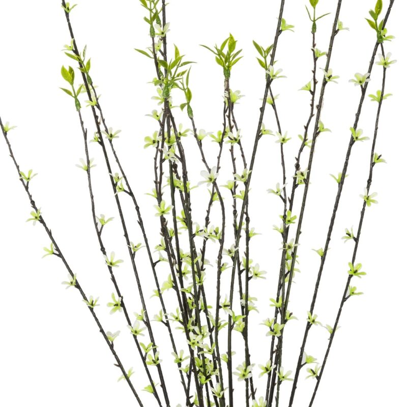 GloboStar® Artificial Garden GREEN WILLOW FLOWER BRANCH 21458 Τεχνητό Διακοσμητικό Κλαδί Λευκή Ιτιά Y86cm