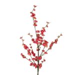 GloboStar® Artificial Garden CHINESE RED PLUM BLOSSOM BRANCH 21459 Τεχνητό Διακοσμητικό Κλαδί Κόκκινης Κερασίας Y113cm