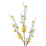 GloboStar® Artificial Garden YELLOW JUNGLE GERANIUM BLOSSOM BRANCH 21460 Τεχνητό Διακοσμητικό Κλαδί Κίτρινο Γεράνι Y95cm