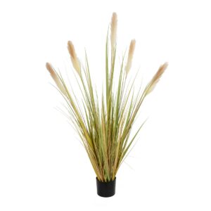 GloboStar® Artificial Garden PAMPAS GRASS 21478 Τεχνητό Διακοσμητικό Φυτό Μπεζ & Πράσινο Πάμπας Μ90 x Π40 x Υ150cm