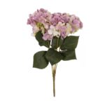 GloboStar® Artificial Garden PURPLE ORTENSIA GRASS BRANCH 21487 Τεχνητό Διακοσμητικό Κλαδί Μωβ Ορτανσίας Y43cm