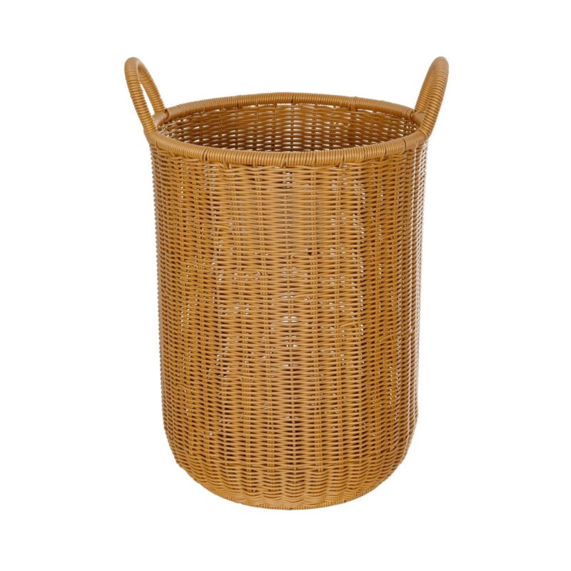 GloboStar® Artificial Garden TORINO 21493 Διακοσμητικό Πλεκτό Καλάθι – Κασπώ Γλάστρα – Flower Pot Μπεζ Φ31cm x Υ47cm