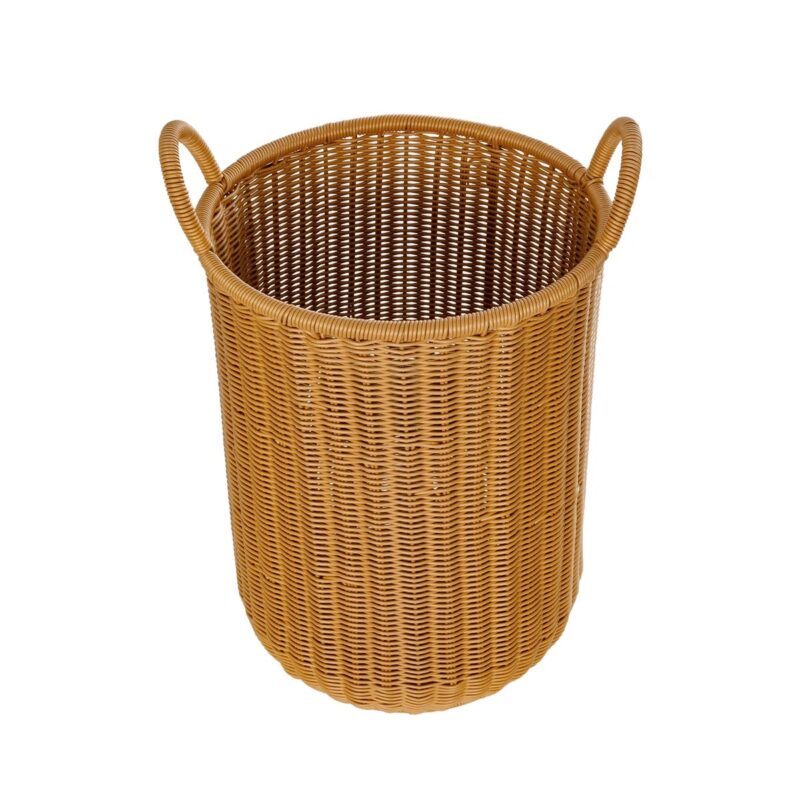 GloboStar® Artificial Garden TORINO 21493 Διακοσμητικό Πλεκτό Καλάθι – Κασπώ Γλάστρα – Flower Pot Μπεζ Φ31cm x Υ47cm