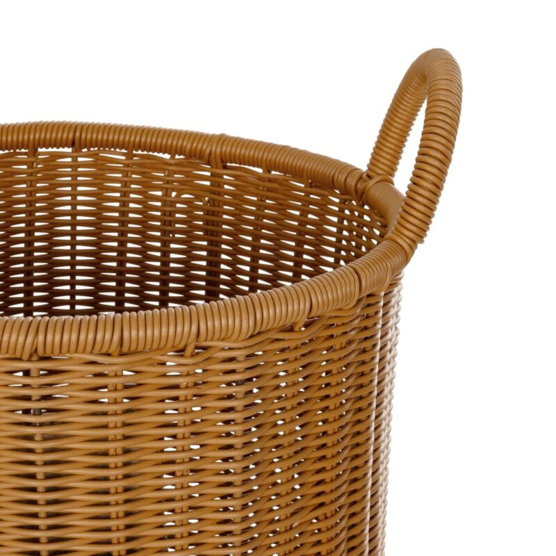 GloboStar® Artificial Garden TORINO 21493 Διακοσμητικό Πλεκτό Καλάθι – Κασπώ Γλάστρα – Flower Pot Μπεζ Φ31cm x Υ47cm