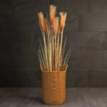 GloboStar® Artificial Garden TORINO 21493 Διακοσμητικό Πλεκτό Καλάθι – Κασπώ Γλάστρα – Flower Pot Μπεζ Φ31cm x Υ47cm