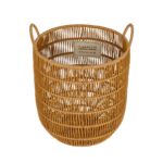 GloboStar® Artificial Garden OSAKA 21494 Διακοσμητικό Πλεκτό Καλάθι – Κασπώ Γλάστρα – Flower Pot Μπεζ Φ30cm x Υ41cm