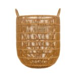 GloboStar® Artificial Garden OSAKA 21494 Διακοσμητικό Πλεκτό Καλάθι – Κασπώ Γλάστρα – Flower Pot Μπεζ Φ30cm x Υ41cm