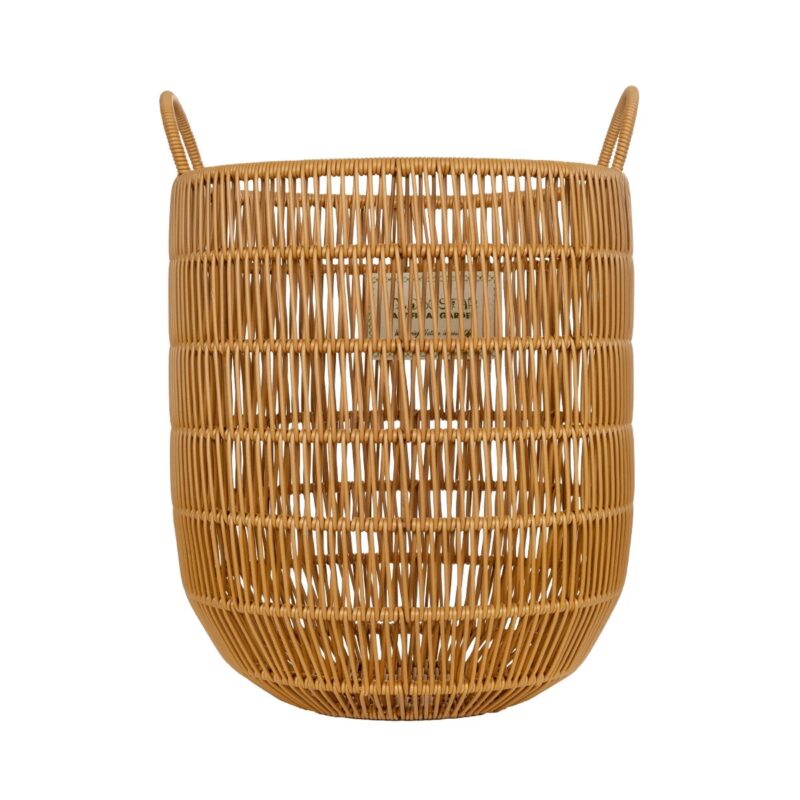 GloboStar® Artificial Garden OSAKA 21494 Διακοσμητικό Πλεκτό Καλάθι – Κασπώ Γλάστρα – Flower Pot Μπεζ Φ30cm x Υ41cm