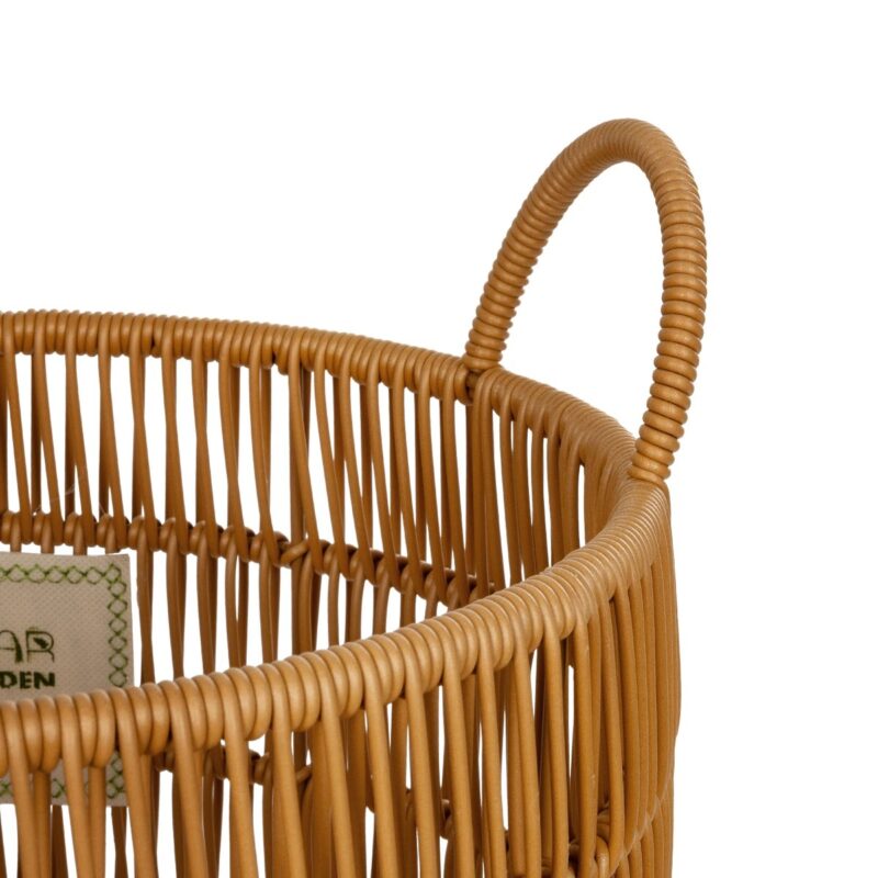 GloboStar® Artificial Garden OSAKA 21494 Διακοσμητικό Πλεκτό Καλάθι – Κασπώ Γλάστρα – Flower Pot Μπεζ Φ30cm x Υ41cm