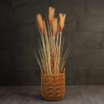 GloboStar® Artificial Garden OSAKA 21494 Διακοσμητικό Πλεκτό Καλάθι – Κασπώ Γλάστρα – Flower Pot Μπεζ Φ30cm x Υ41cm