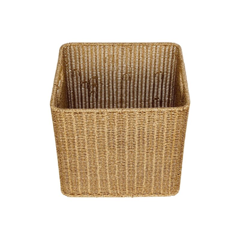 GloboStar® Artificial Garden CAVES 21496 Διακοσμητικό Πλεκτό Καλάθι – Κασπώ Γλάστρα – Flower Pot Μπεζ Μ32 x Π28 x Υ30cm