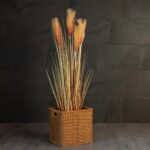 GloboStar® Artificial Garden CAVES 21496 Διακοσμητικό Πλεκτό Καλάθι – Κασπώ Γλάστρα – Flower Pot Μπεζ Μ32 x Π28 x Υ30cm