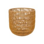 GloboStar® Artificial Garden DAKOTA 21498 Διακοσμητικό Πλεκτό Καλάθι – Κασπώ Γλάστρα – Flower Pot Μπεζ Φ33cm x Υ33cm