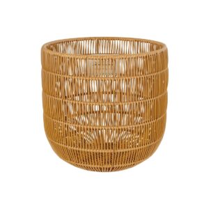 GloboStar® Artificial Garden DAKOTA 21498 Διακοσμητικό Πλεκτό Καλάθι – Κασπώ Γλάστρα – Flower Pot Μπεζ Φ33cm x Υ33cm