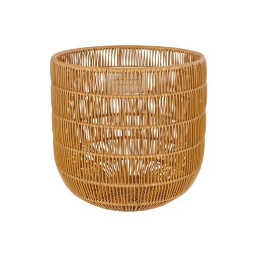 GloboStar® Artificial Garden DAKOTA 21498 Διακοσμητικό Πλεκτό Καλάθι – Κασπώ Γλάστρα – Flower Pot Μπεζ Φ33cm x Υ33cm