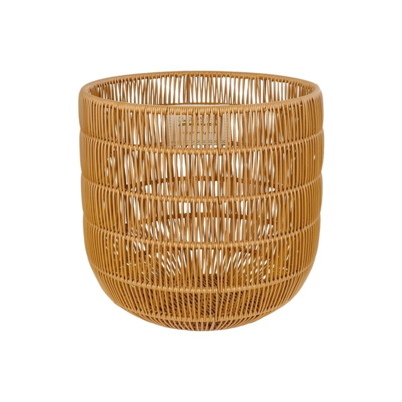 GloboStar® Artificial Garden DAKOTA 21498 Διακοσμητικό Πλεκτό Καλάθι – Κασπώ Γλάστρα – Flower Pot Μπεζ Φ33cm x Υ33cm