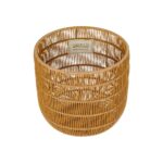 GloboStar® Artificial Garden DAKOTA 21498 Διακοσμητικό Πλεκτό Καλάθι – Κασπώ Γλάστρα – Flower Pot Μπεζ Φ33cm x Υ33cm