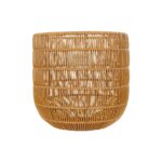 GloboStar® Artificial Garden DAKOTA 21498 Διακοσμητικό Πλεκτό Καλάθι – Κασπώ Γλάστρα – Flower Pot Μπεζ Φ33cm x Υ33cm