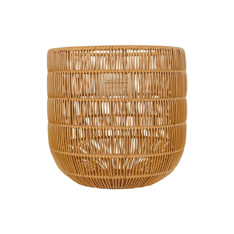 GloboStar® Artificial Garden DAKOTA 21498 Διακοσμητικό Πλεκτό Καλάθι – Κασπώ Γλάστρα – Flower Pot Μπεζ Φ33cm x Υ33cm