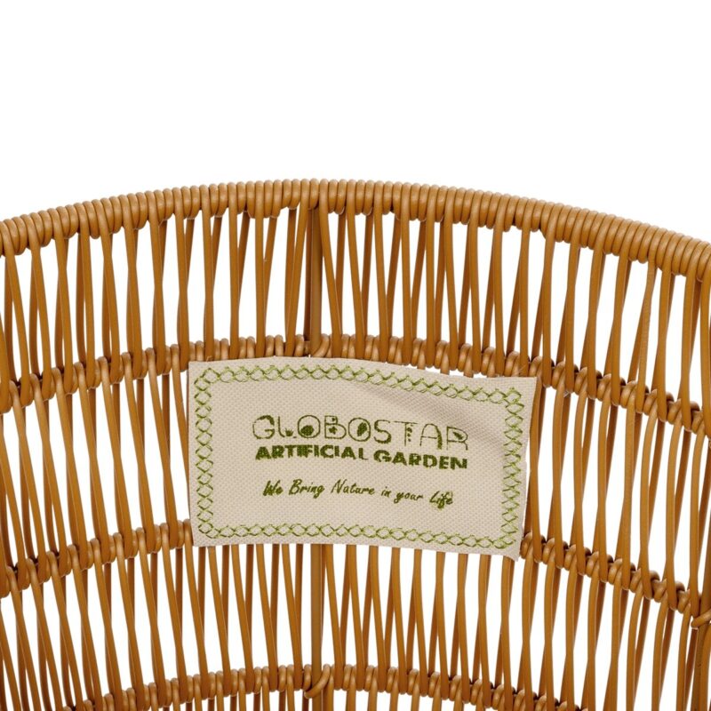 GloboStar® Artificial Garden DAKOTA 21498 Διακοσμητικό Πλεκτό Καλάθι – Κασπώ Γλάστρα – Flower Pot Μπεζ Φ33cm x Υ33cm
