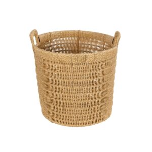 GloboStar® Artificial Garden BARBADOS 21499 Διακοσμητικό Πλεκτό Καλάθι – Κασπώ Γλάστρα – Flower Pot Μπεζ Μ28 x Π28 x Υ26cm