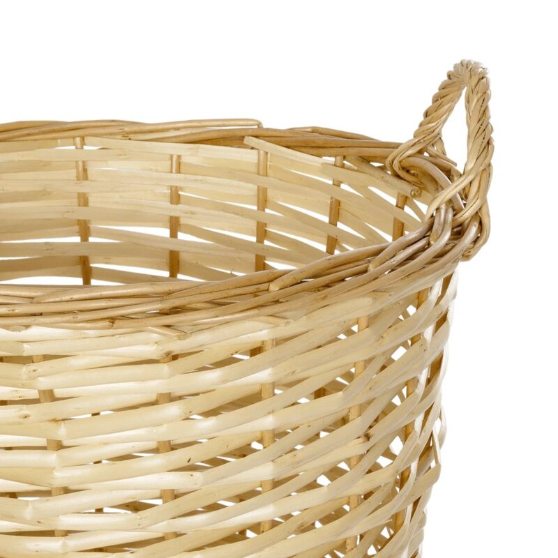 GloboStar® Artificial Garden ARIZONA 21503 Διακοσμητικό Πλεκτό Καλάθι – Κασπώ Γλάστρα – Flower Pot Μπεζ Φ36 x Υ38cm