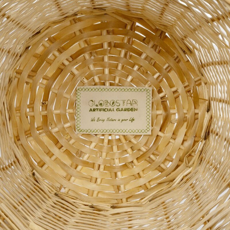 GloboStar® Artificial Garden ARIZONA 21503 Διακοσμητικό Πλεκτό Καλάθι – Κασπώ Γλάστρα – Flower Pot Μπεζ Φ36 x Υ38cm